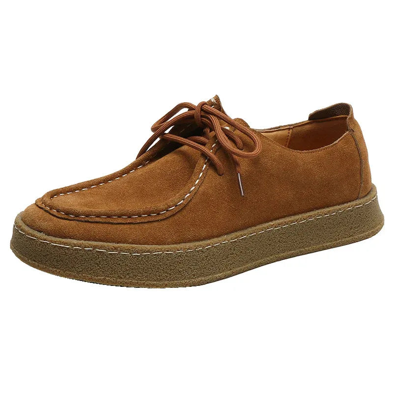 Chaussures Bateau Décontractées en Daim et Cuir Style Britannique Toutes Saisons