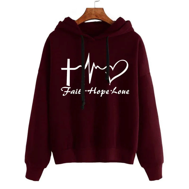 Kapuzenpullover mit Herz-Print für Damen