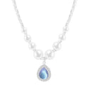 Ozeanblaue Wassertropfen-Perlenkette für Damen