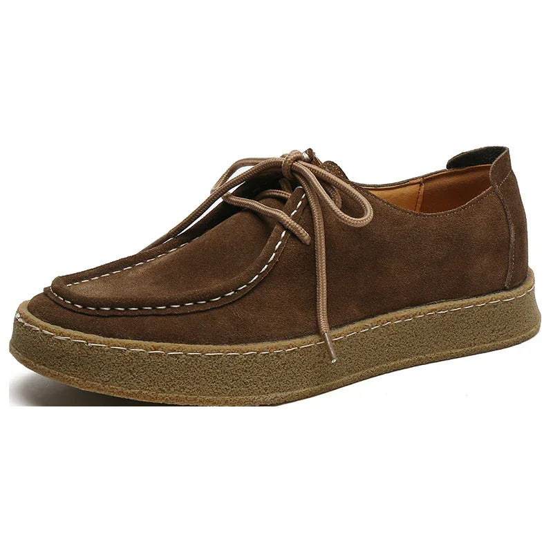Chaussures Bateau Décontractées en Daim et Cuir Style Britannique Toutes Saisons