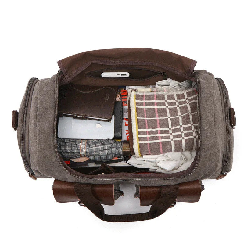 Sac à bandoulière unisexe de voyage en toile rétro
