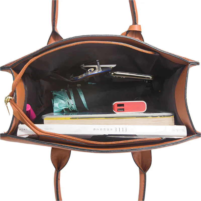 Sac à main pour femme en cuir PU Sac à bandoulière Ensemble de trois pièces