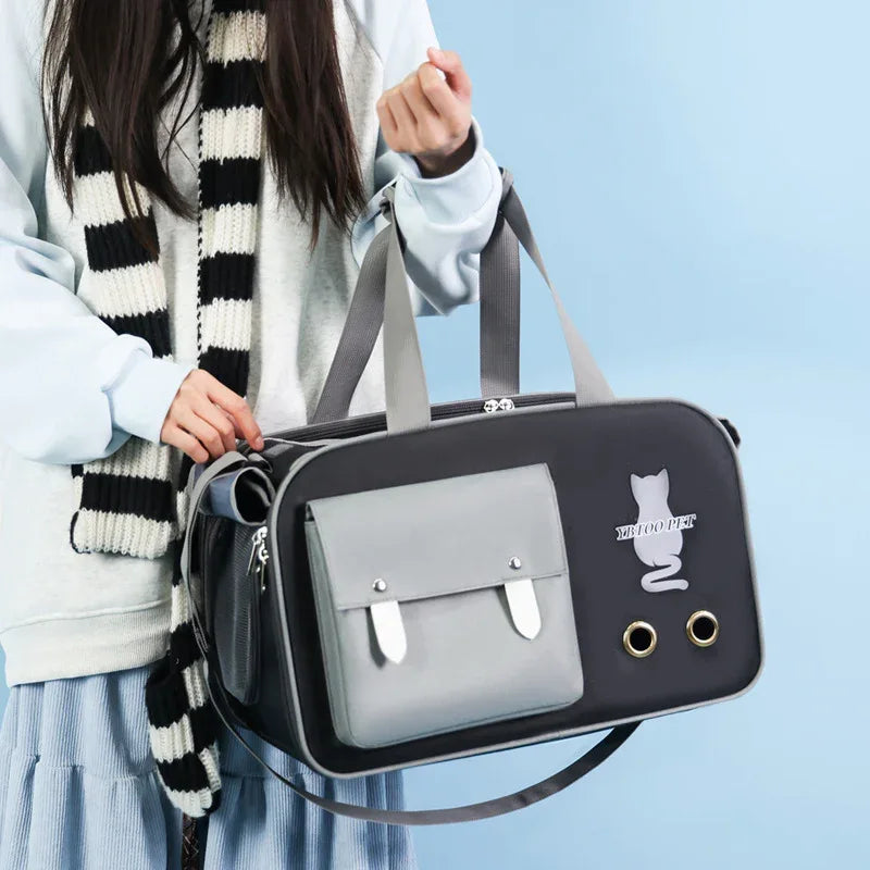 Sac à bandoulière portable d'extérieur pour animaux de compagnie Grande capacité Sac de transport pour chat respirant