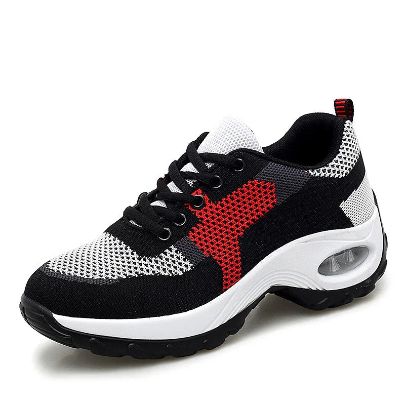 Chaussures de course pour femme, en PU avec semelle coussinée, confortables et respirantes