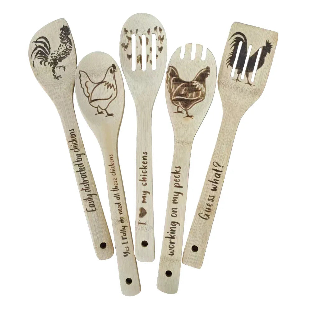 Ensemble de 5 ustensiles de cuisine en bambou