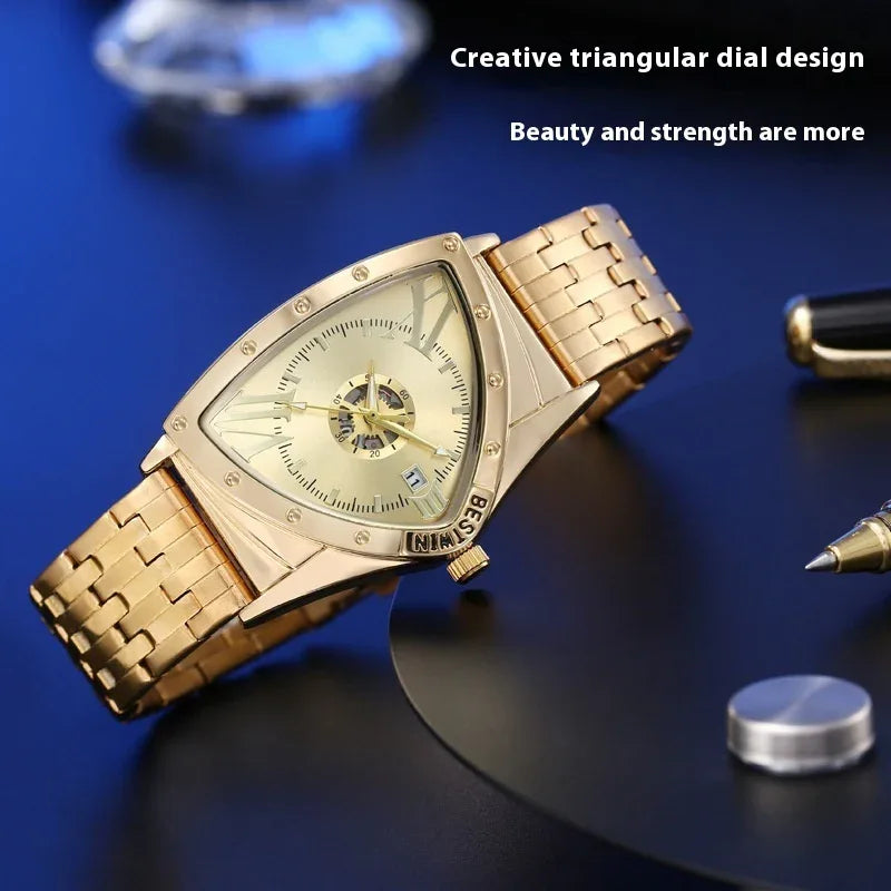 Montre homme créative non mécanique étanche à cadran triangulaire et à la mode