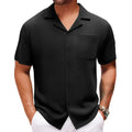 Chemise à manches courtes pour homme col cubain style vacances d'été