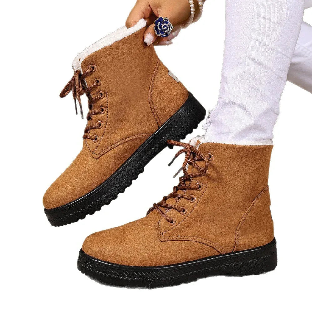 Modische Wasserdichte Damen High-Top Winterstiefel mit Baumwollfutter für Herbst und Winter