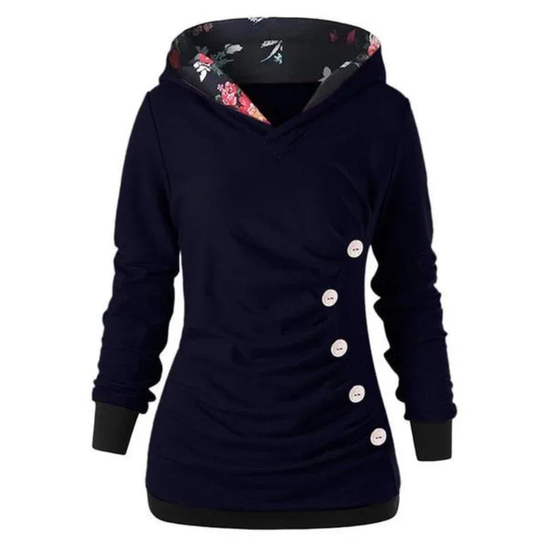 Sweat à capuche décontracté uni pour femme