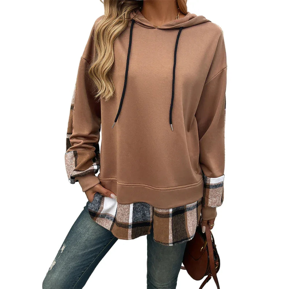 Damen Hoodie Zweiteiler im Patchwork-Design mit Kontrastfarben