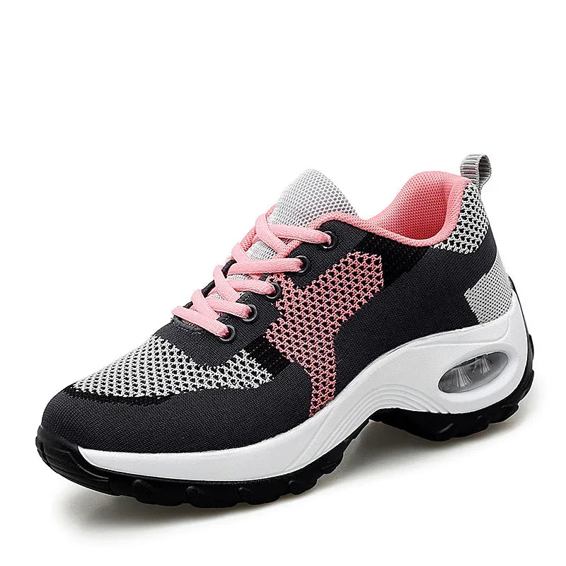Chaussures de course pour femme, en PU avec semelle coussinée, confortables et respirantes