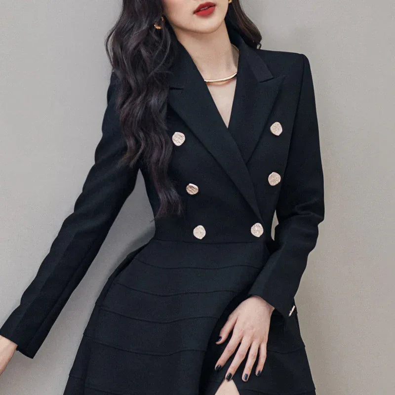 Manteau Femme Boutons Strass Taille Fendue