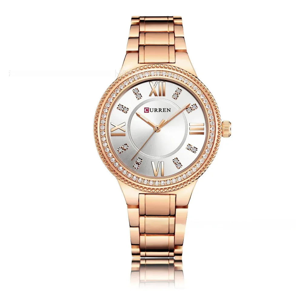 Damen Quarz Mode Wasserdichte Diamant Stahl Uhr