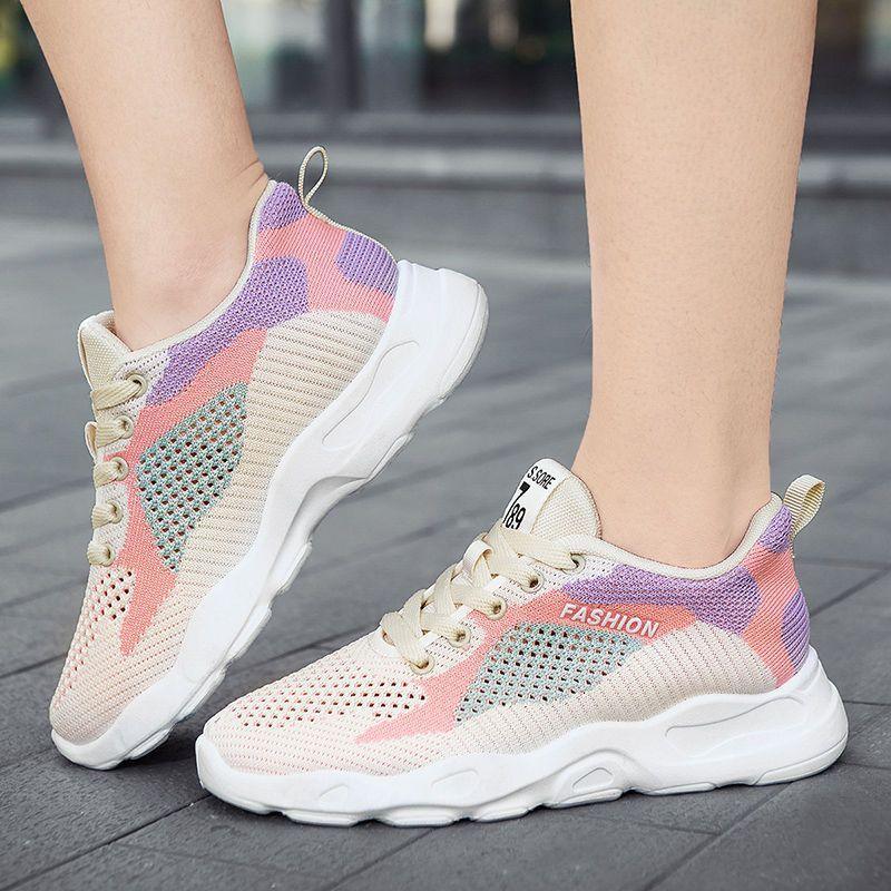 Baskets décontractées à lacets pour femmes Chaussures polyvalentes respirantes et légères pour la marche et la course à pied