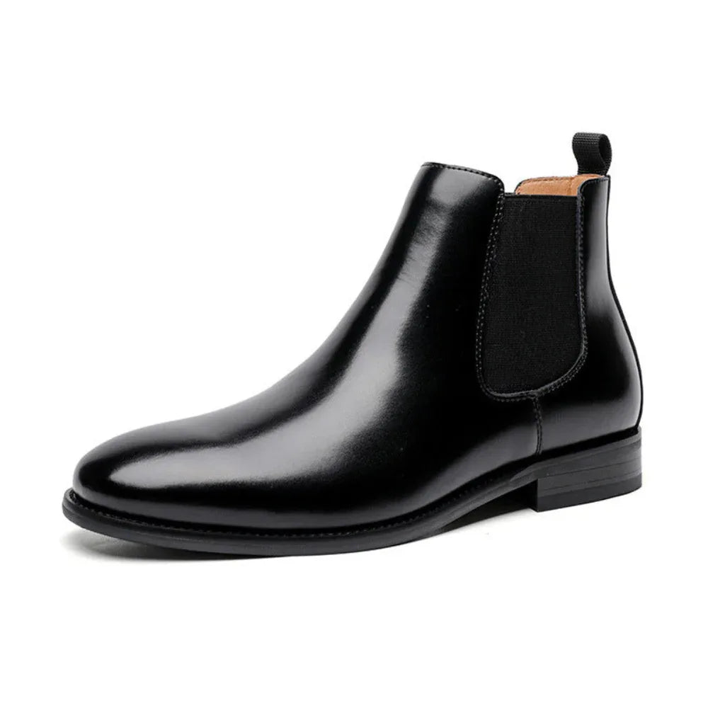 Bottes courtes en cuir pour hommes style rétro britannique doublées en polaire Chelsea