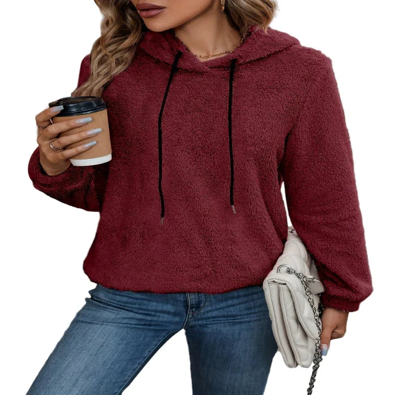 Mode-Oberteile Damen doppelseitiger Samt einfarbige Hoodies