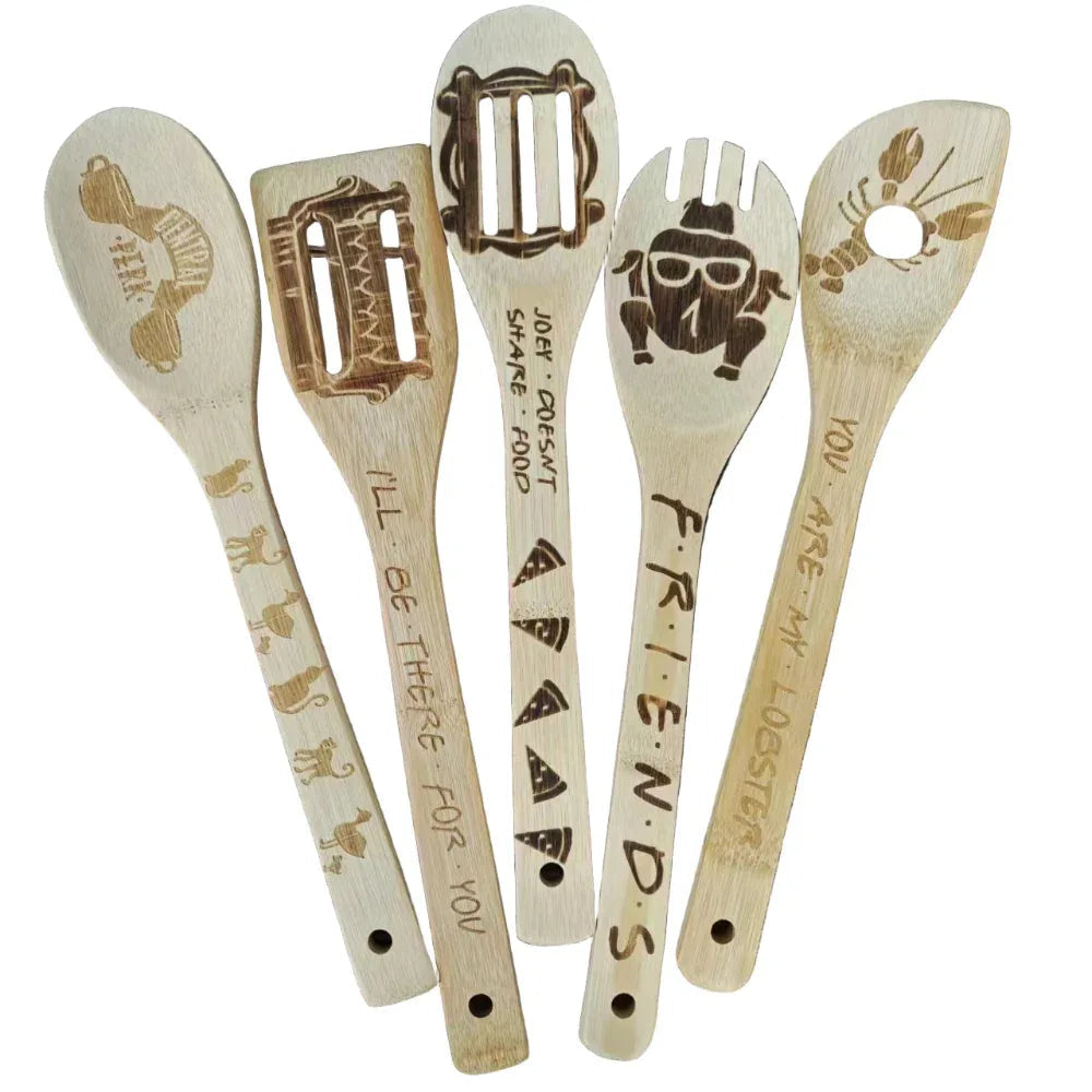 Ensemble de 5 ustensiles de cuisine en bambou