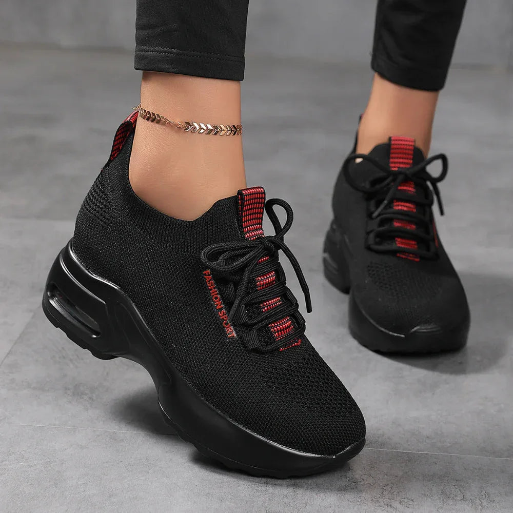 Baskets Flyknit Rehaussantes d'Été pour Femmes Chaussures Décontractées en Maille