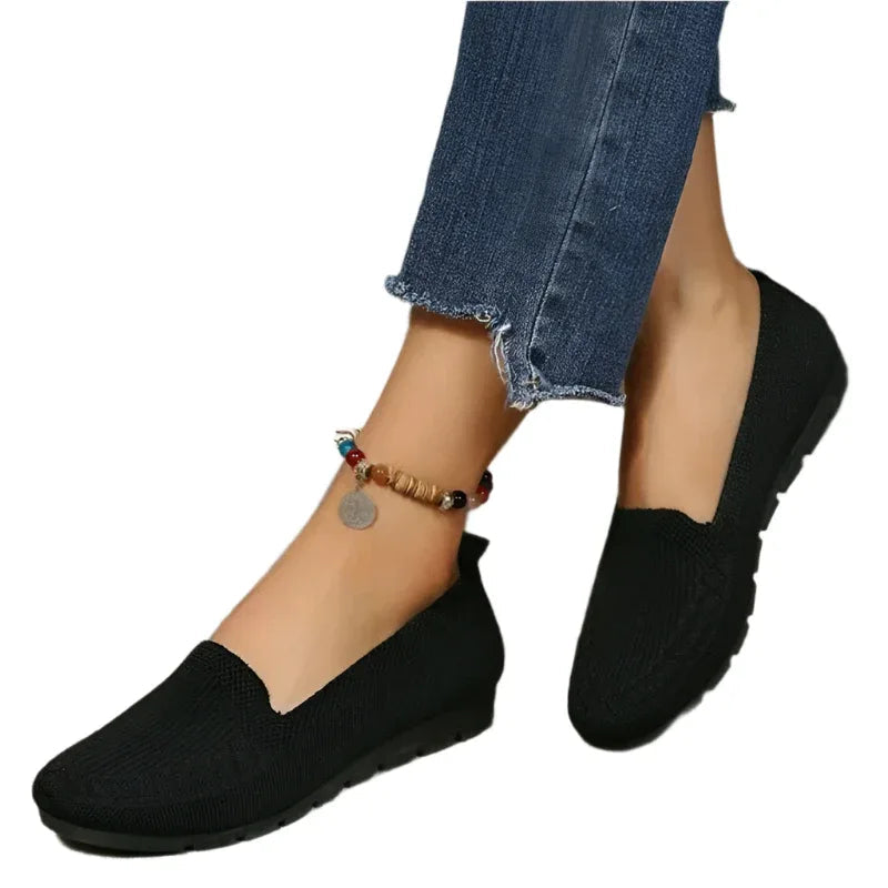 Freizeit-Mesh-Flats, Schuhe, Mode, einfarbig, runde Zehen, Loafer, gemütliche Lazy-Schuhe für Damen