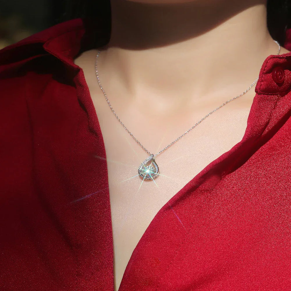 Silber- und Platin-beschichtete Moissanit-Halskette für Damen