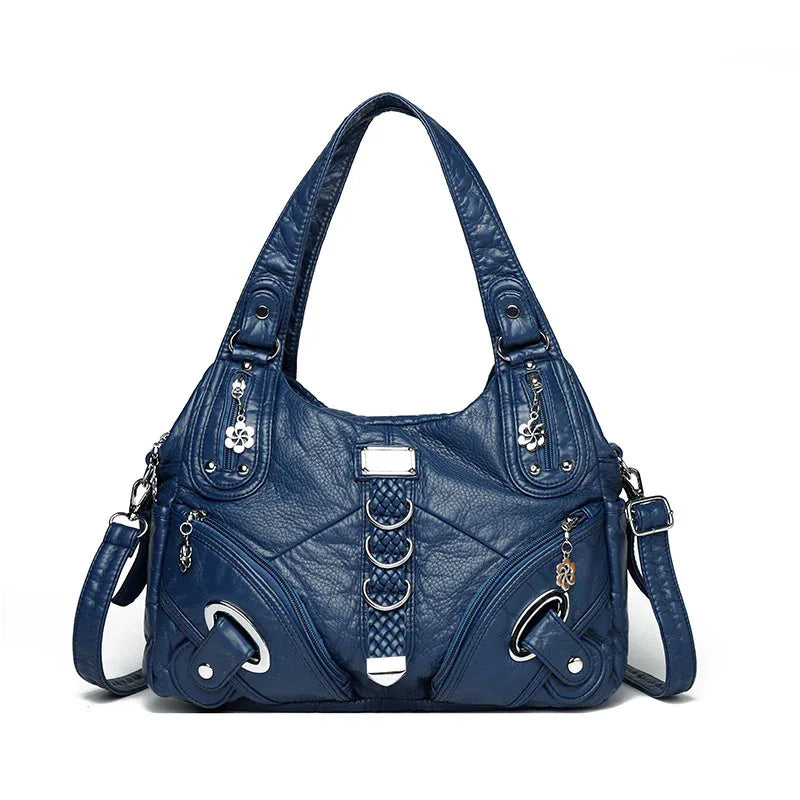 Sac à bandoulière pour femme grande capacité en cuir lavé