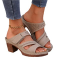 Quadratische Absatz Peep-Toe Sandalen für den Sommer, einfarbig, Freizeitschuhe