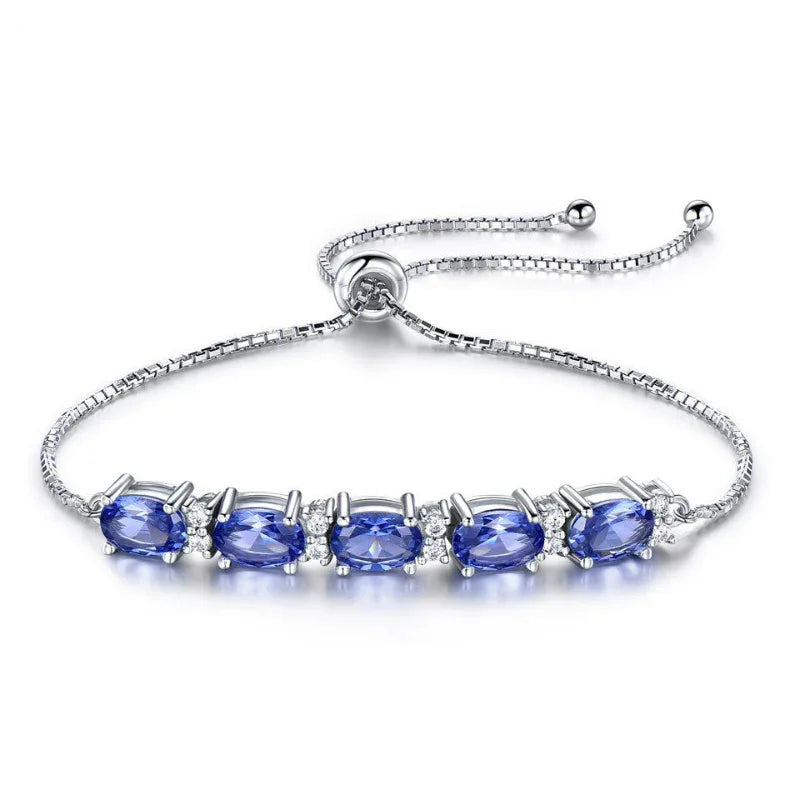 Bracelets en topaze bleue pour femmes avec chaîne réglable