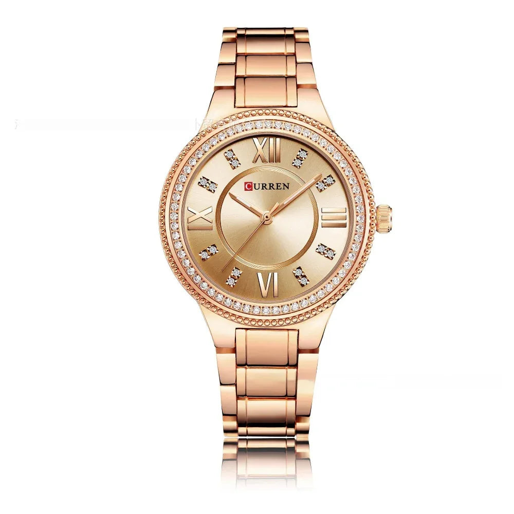 Damen Quarz Mode Wasserdichte Diamant Stahl Uhr