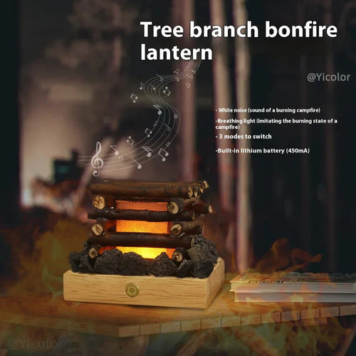 Bedside Table Decoration Ornament Small Cozy Campfire Night Lamp