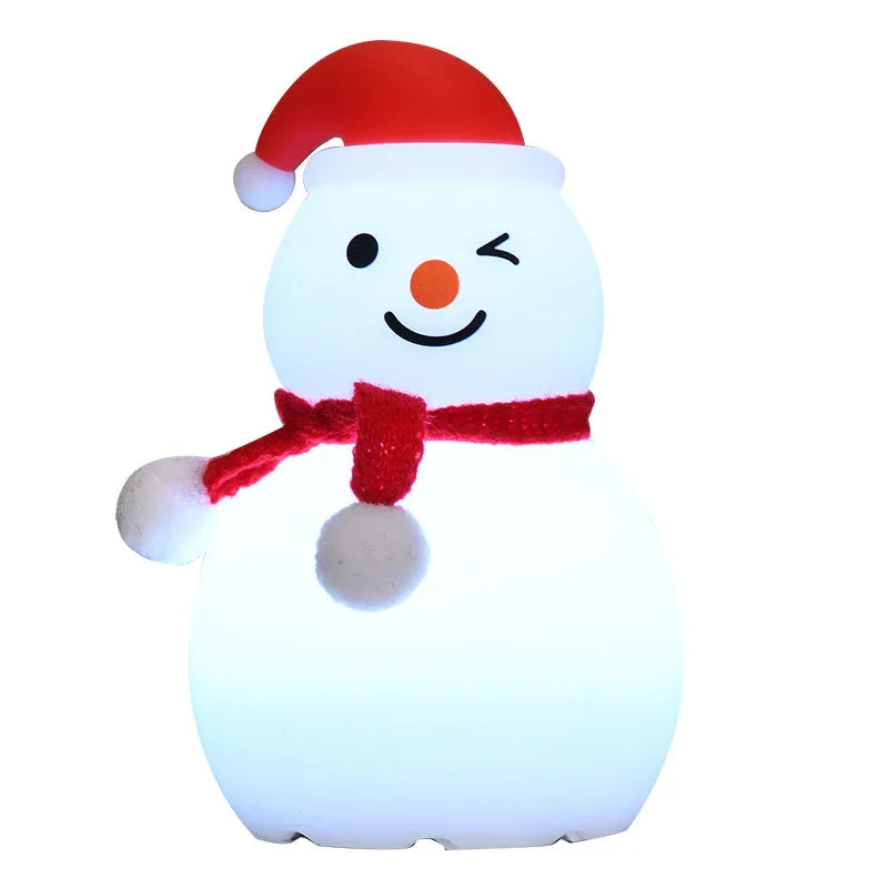 Lampe de Nuit Bonhomme de Neige de Noël Audio Bluetooth en Silicone Petite Lampe de Nuit