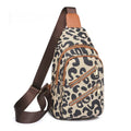 Leopardenmuster-Sling-Brusttasche mit Kopfhöreranschluss, Umhängetasche für Damen