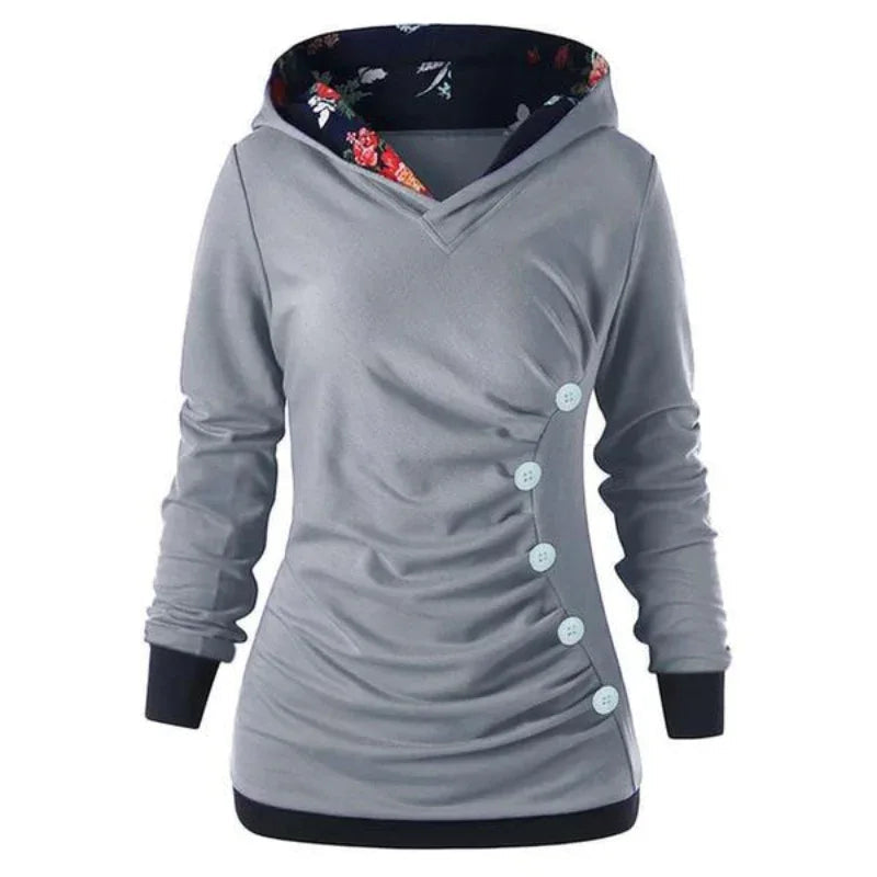 Sweat à capuche décontracté uni pour femme