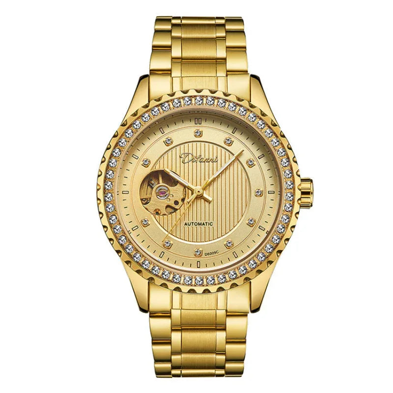 Herren Doppel-Hohl-Mechanikuhr Diamant High-End