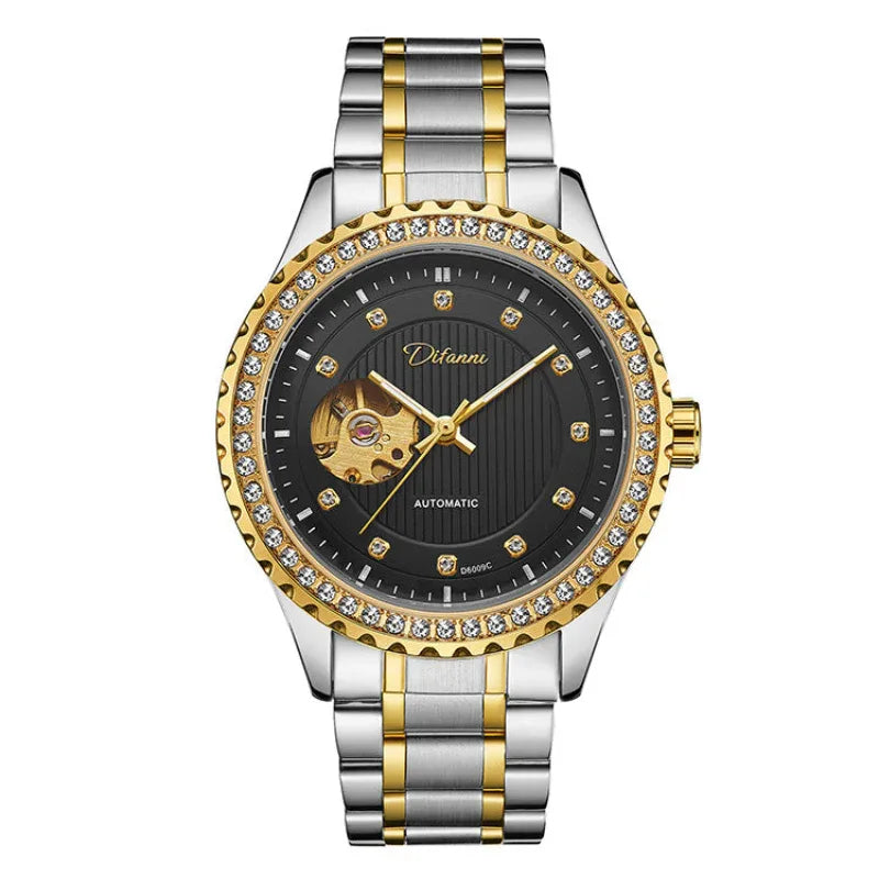 Herren Doppel-Hohl-Mechanikuhr Diamant High-End