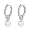 Boucles d'oreilles pour femme en argent sterling 925, perles de culture et moissanite incrustée