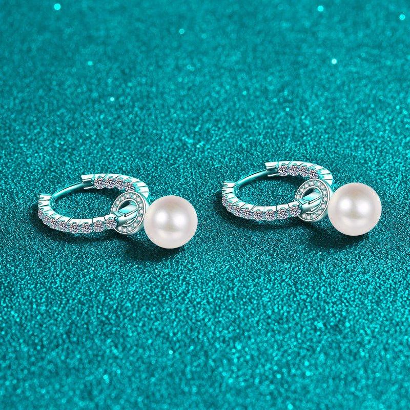 Boucles d'oreilles pour femme en argent sterling 925, perles de culture et moissanite incrustée