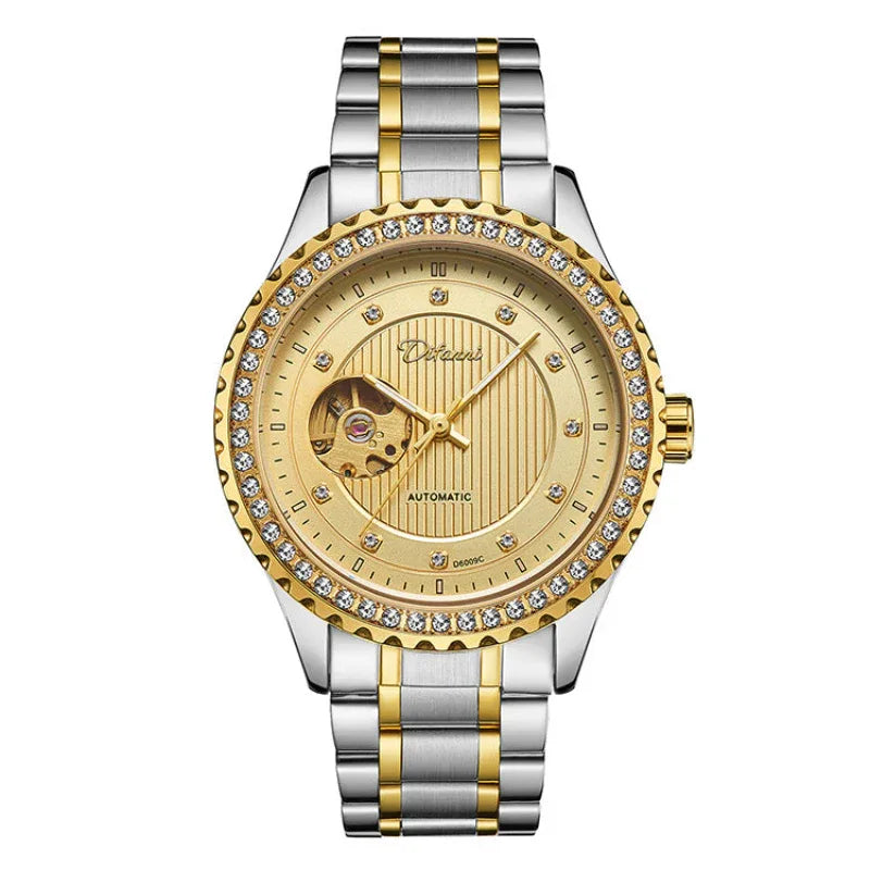 Herren Doppel-Hohl-Mechanikuhr Diamant High-End