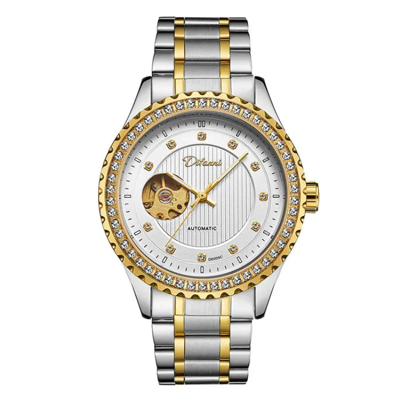 Herren Doppel-Hohl-Mechanikuhr Diamant High-End