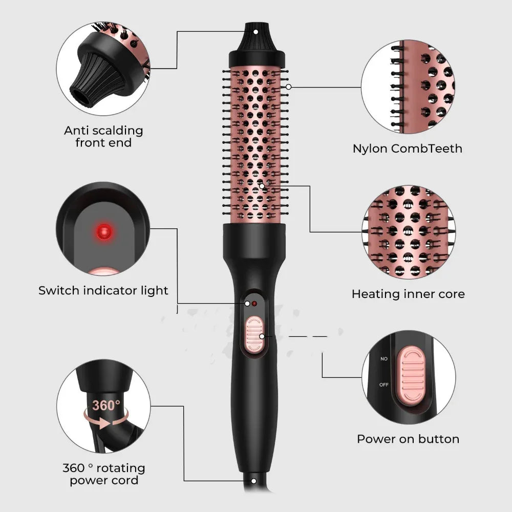 Hochleistungs-Haarglättungs- und Lockenwickler-Heizbürste für Haarstyling