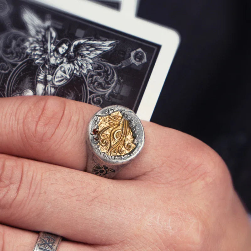 Pharaos Schatz Horusauge Silber Intarsien Kupferring