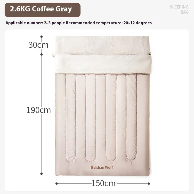 Sac de couchage double de camping chaud froid