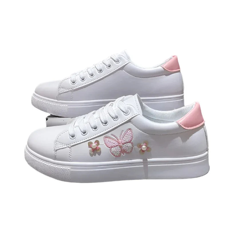 Baskets basses plates papillon pour femmes