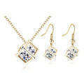 Parure Boucles d'oreilles et collier en cuivre et zircon « Cube d'eau »