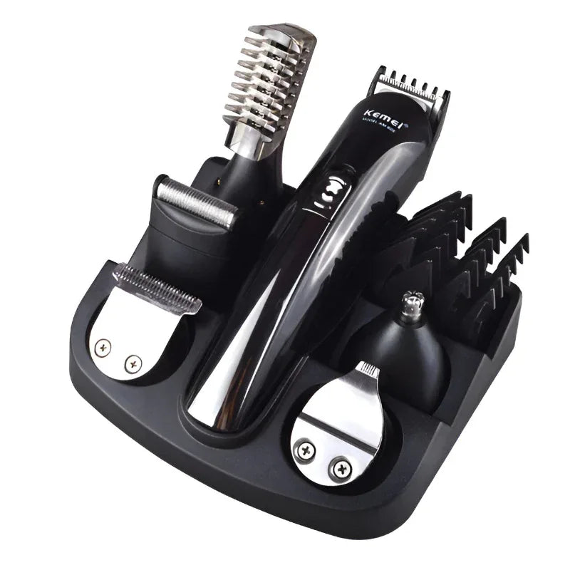 Kemei 6-in-1 wiederaufladbares Haar- und Bartstyling-Trimmer-Pflegeset