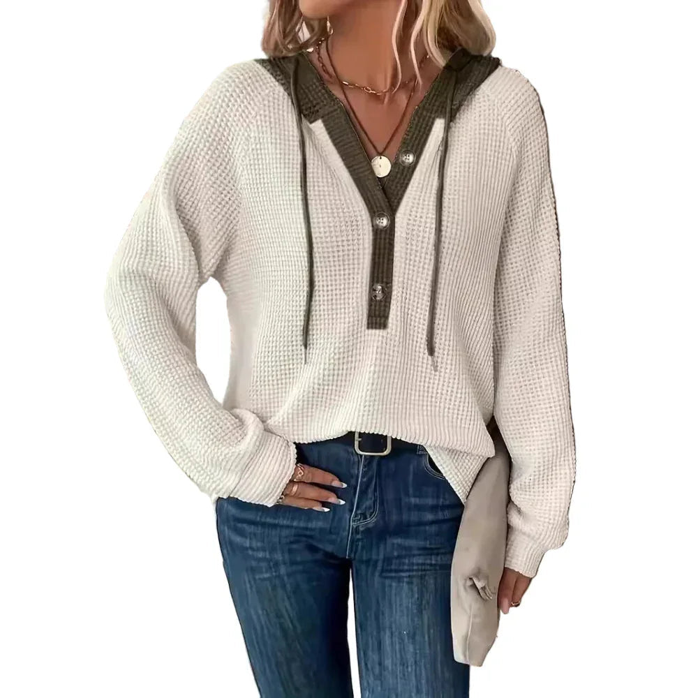 Langärmeliger, legerer Damen-Kapuzenpullover