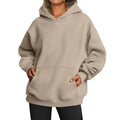Damen Hoodies mit Taschen, modisches, unifarbenes Sweatshirt, Oversize Kapuzenpullover, Damenbekleidung