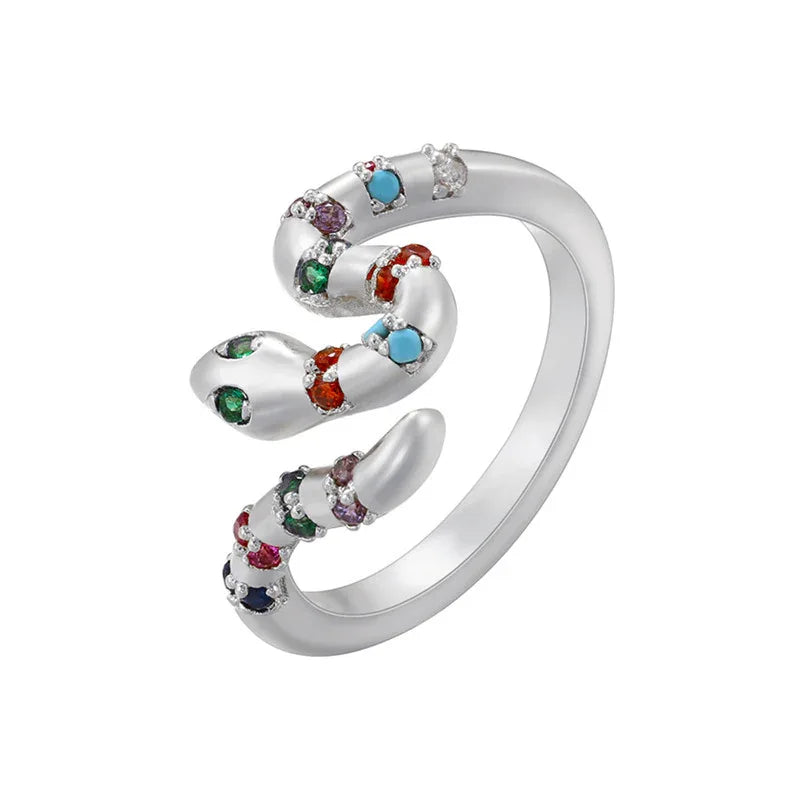 Mikro-Inlay Bunte Kristalle Schlangenringe