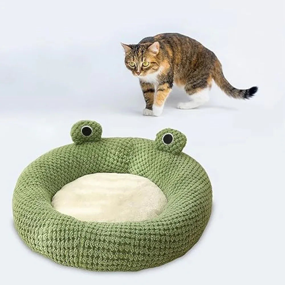 Cartoon Froschförmiges, süßes, bequemes Katzen- und Hundebett