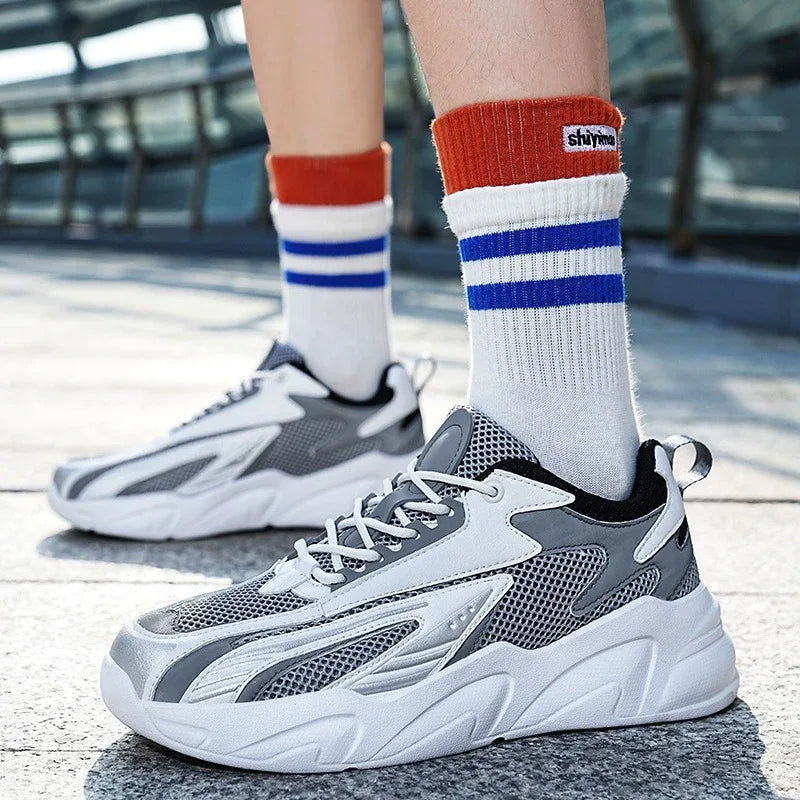 Herren Casual Mesh Sneaker Dicke Sohle Übergröße Leichte Atmungsaktive Laufschuhe