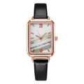 Montre rétro rectangulaire pour femme avec bracelet en cuir